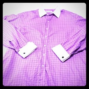 Turnbull & Asser mens L size 17 1/2 Dbl. Cuff $365